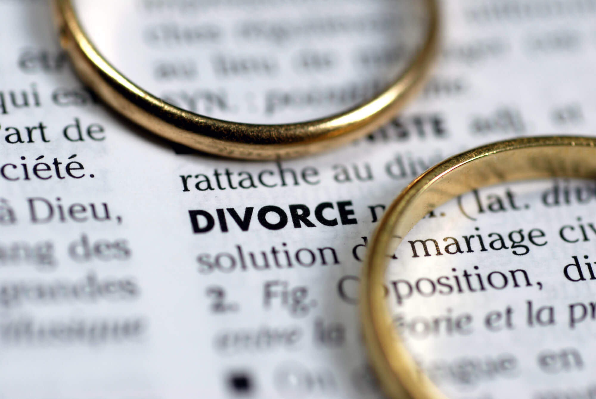 wedding rings laying on divorce definition
