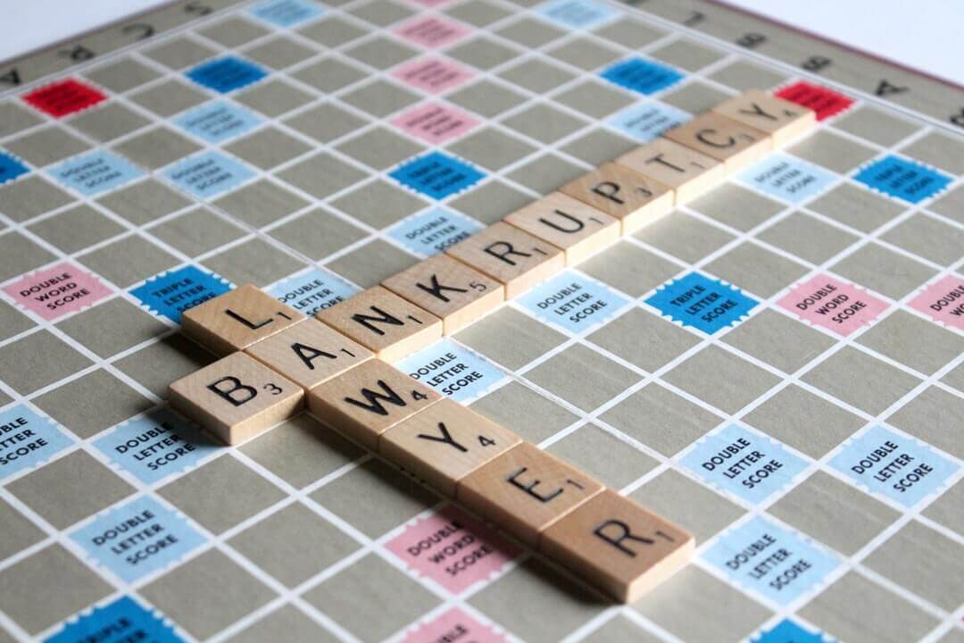 scrabble board says lawyer and bankruptcy