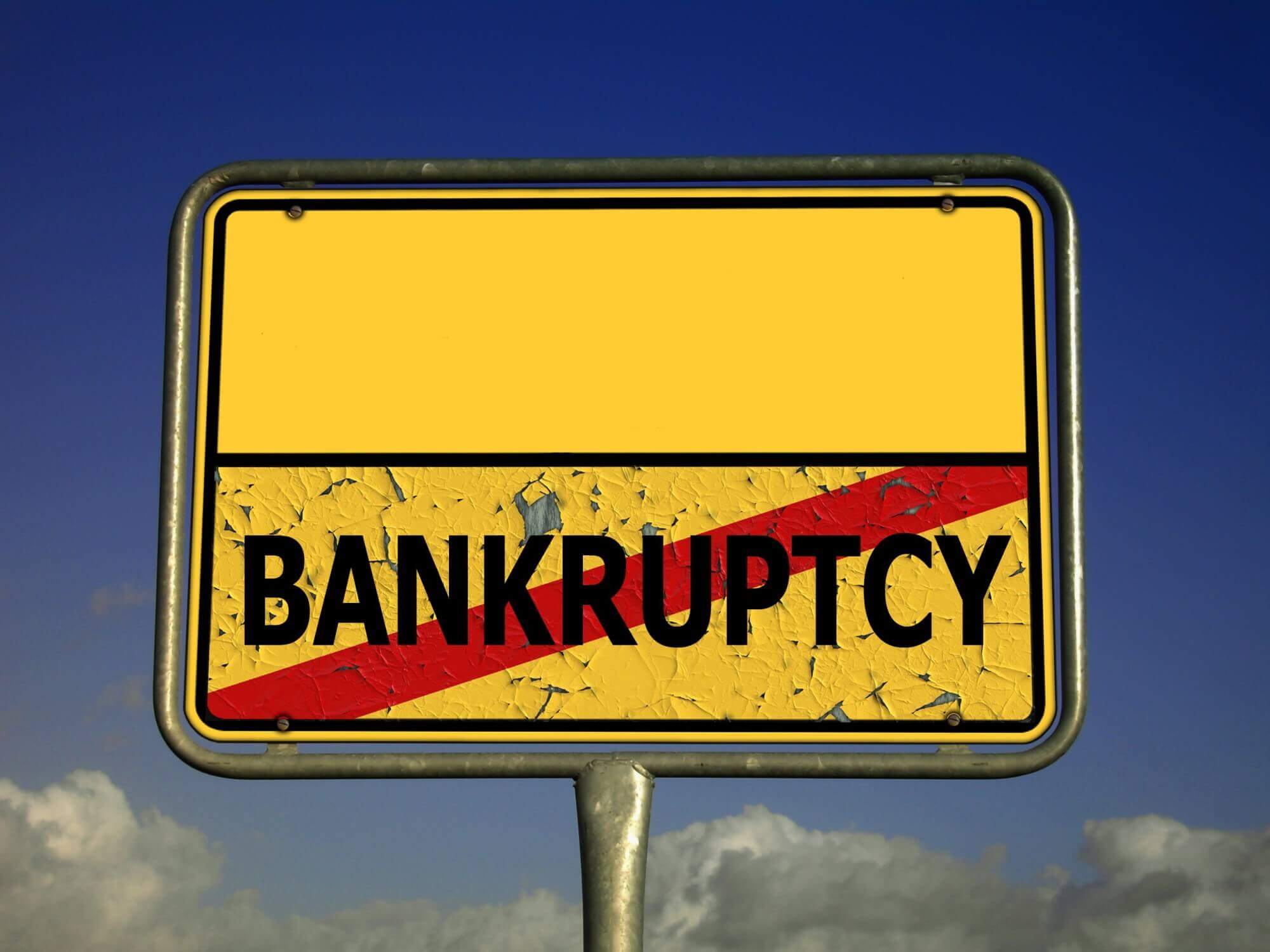 yellow bankruptcy sign