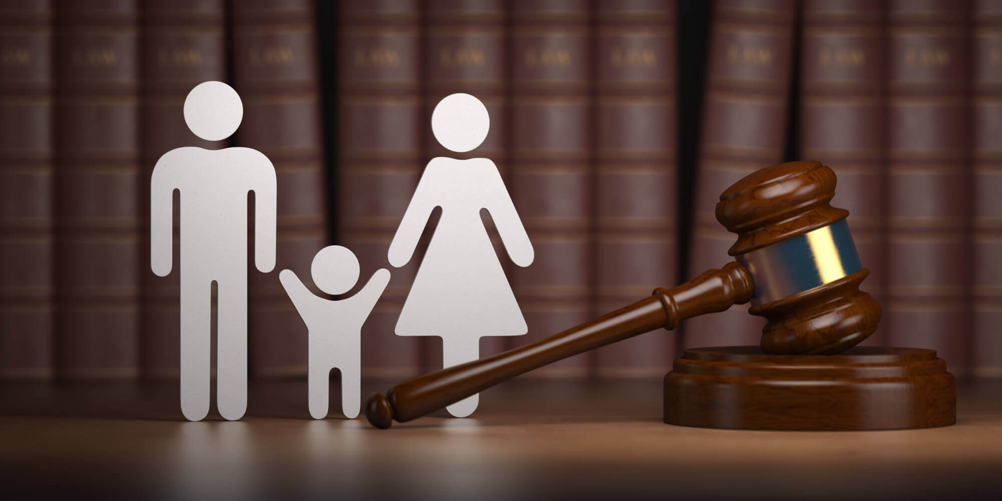 child custody concept with family and gavel